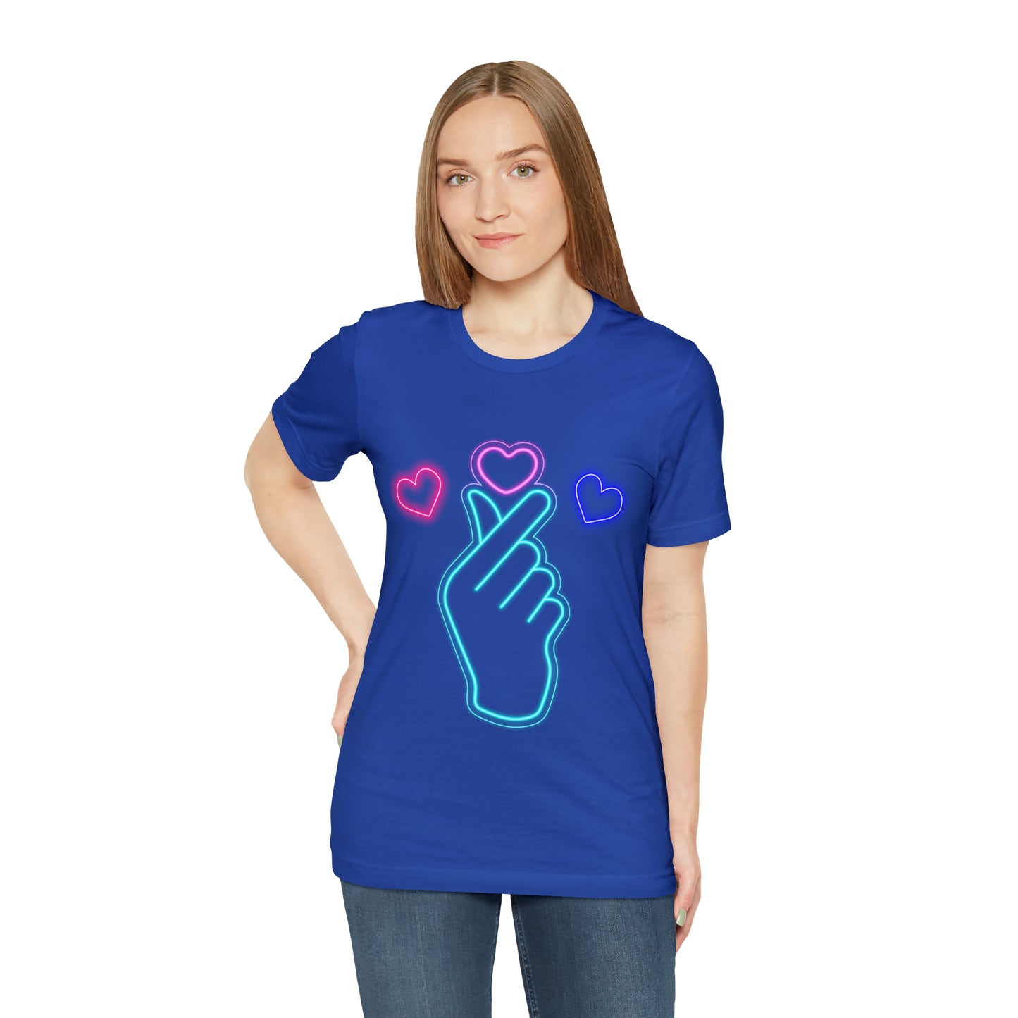 Hand Hearts, T-shirt, Hand, Hearts, Light hearts in a T-shirt, Korean Hand Heart T-shirt