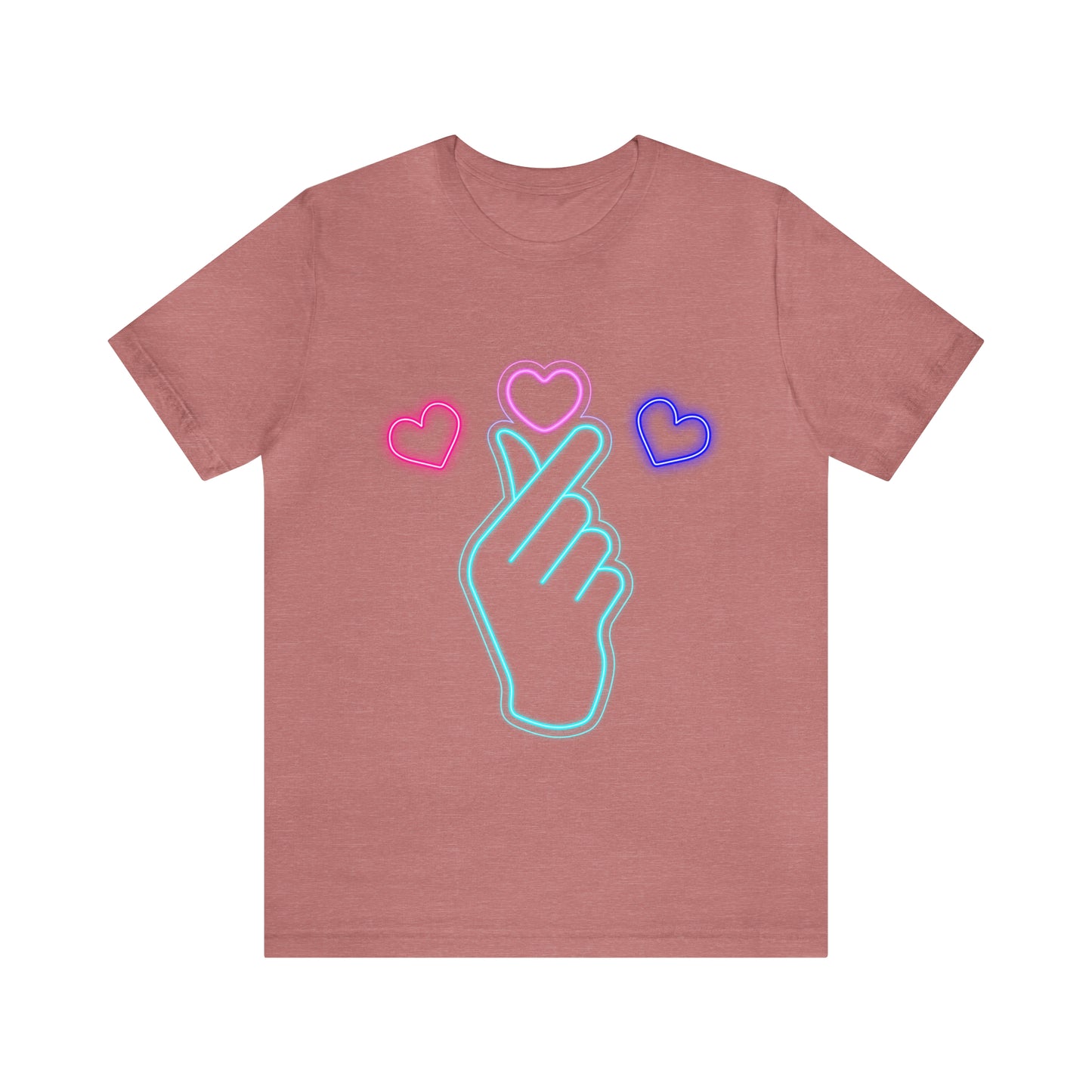 Hand Hearts, T-shirt, Hand, Hearts, Light hearts in a T-shirt, Korean Hand Heart T-shirt