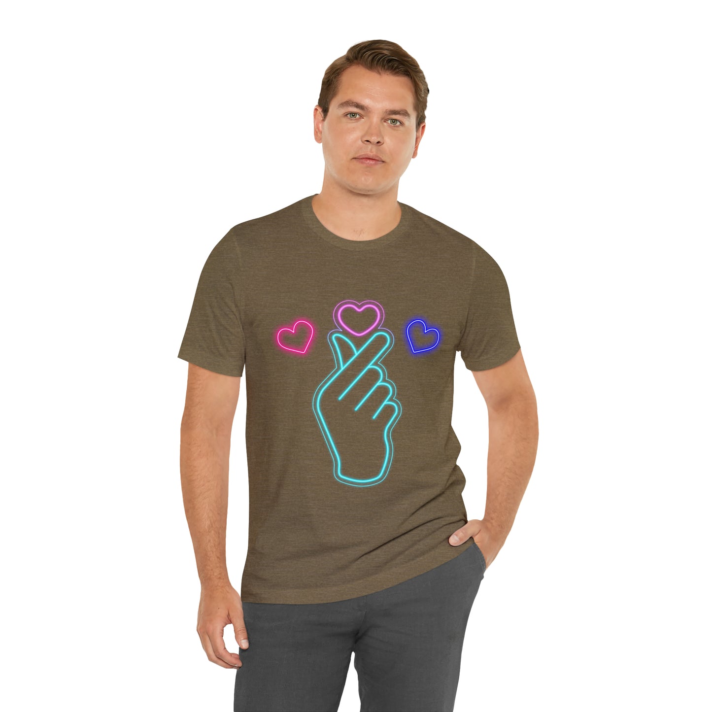 Hand Hearts, T-shirt, Hand, Hearts, Light hearts in a T-shirt, Korean Hand Heart T-shirt