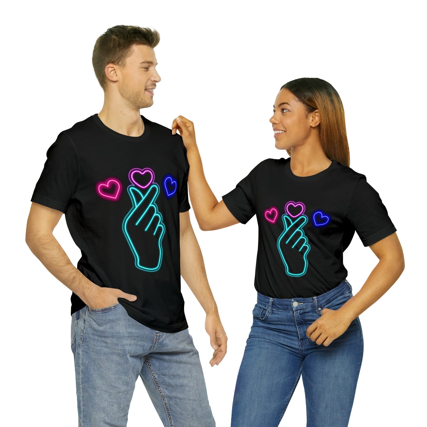 Hand Hearts, T-shirt, Hand, Hearts, Light hearts in a T-shirt, Korean Hand Heart T-shirt