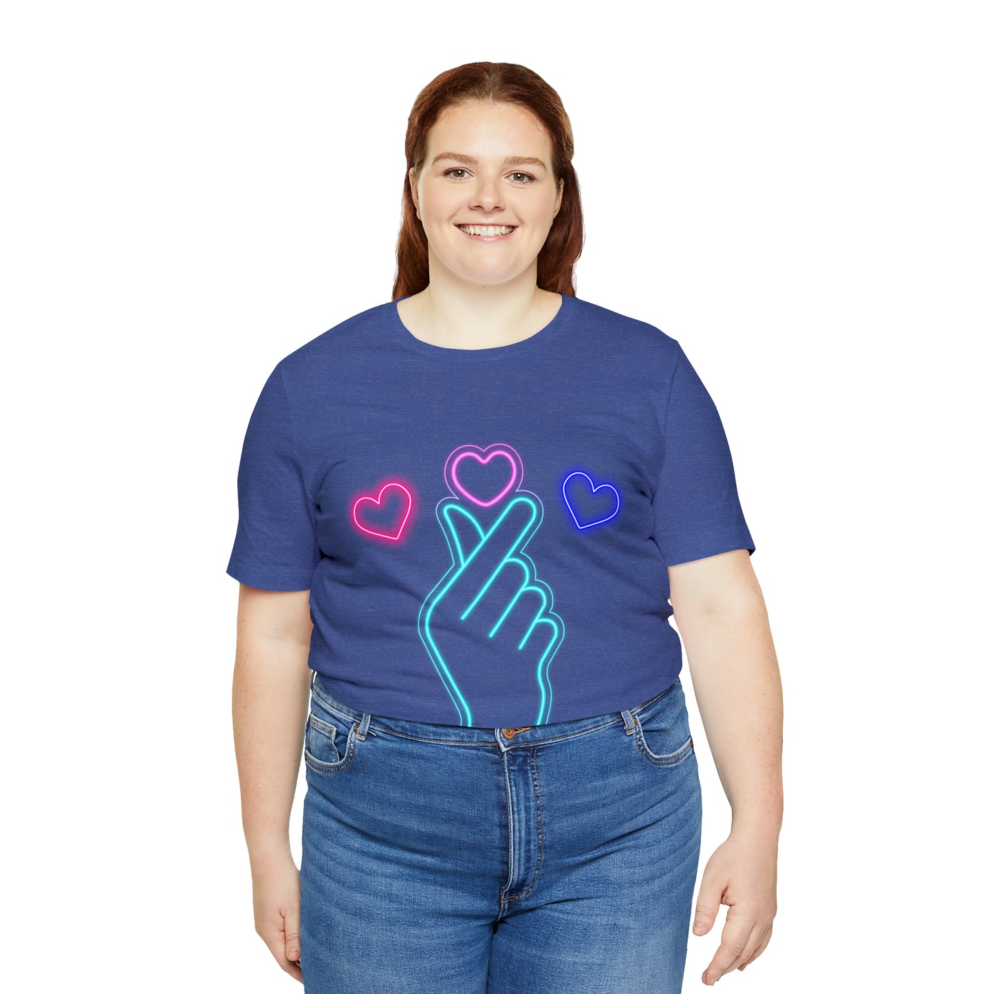 Hand Hearts, T-shirt, Hand, Hearts, Light hearts in a T-shirt, Korean Hand Heart T-shirt