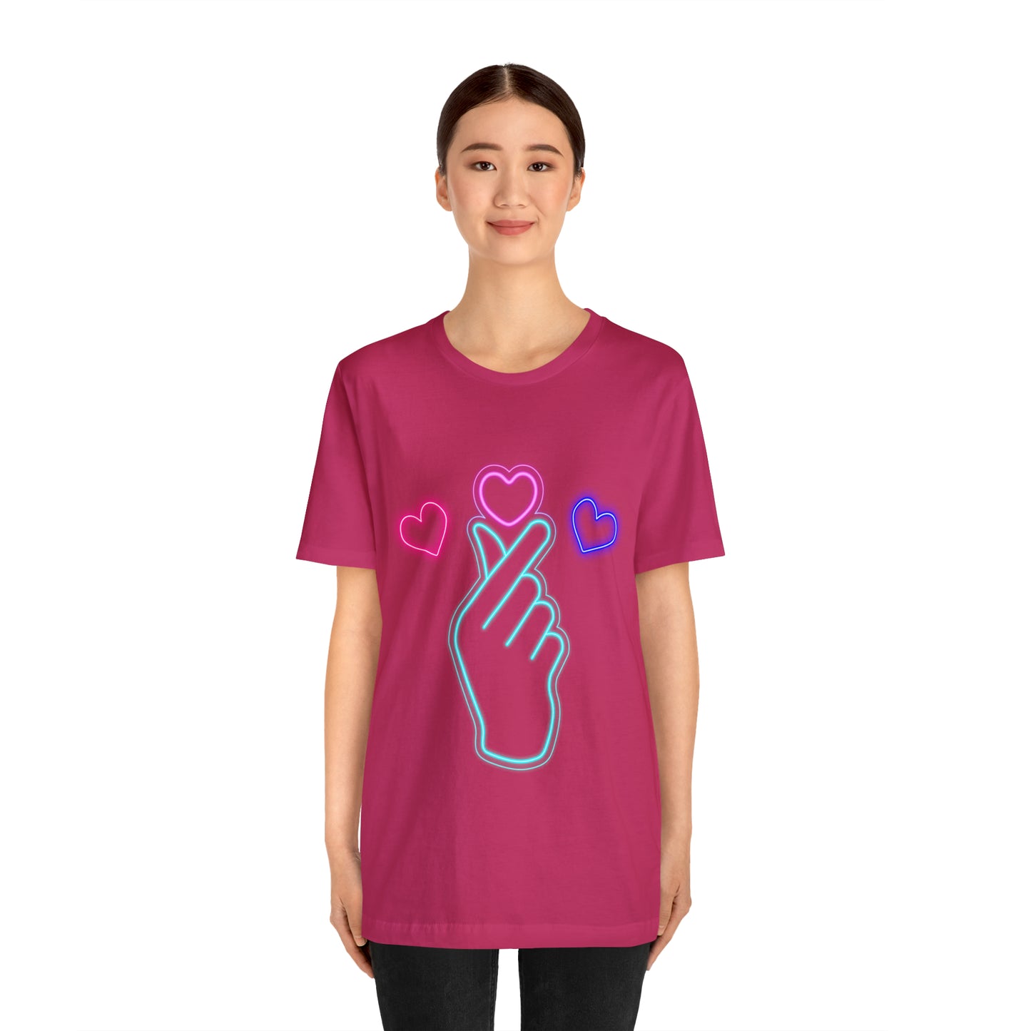 Hand Hearts, T-shirt, Hand, Hearts, Light hearts in a T-shirt, Korean Hand Heart T-shirt