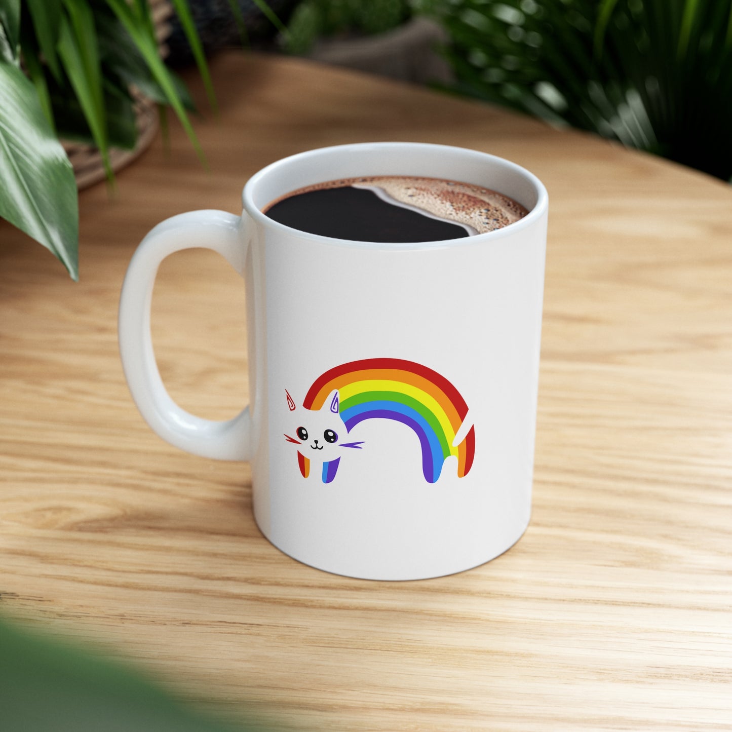Rainbow Kitty Ceramic Mug 11oz