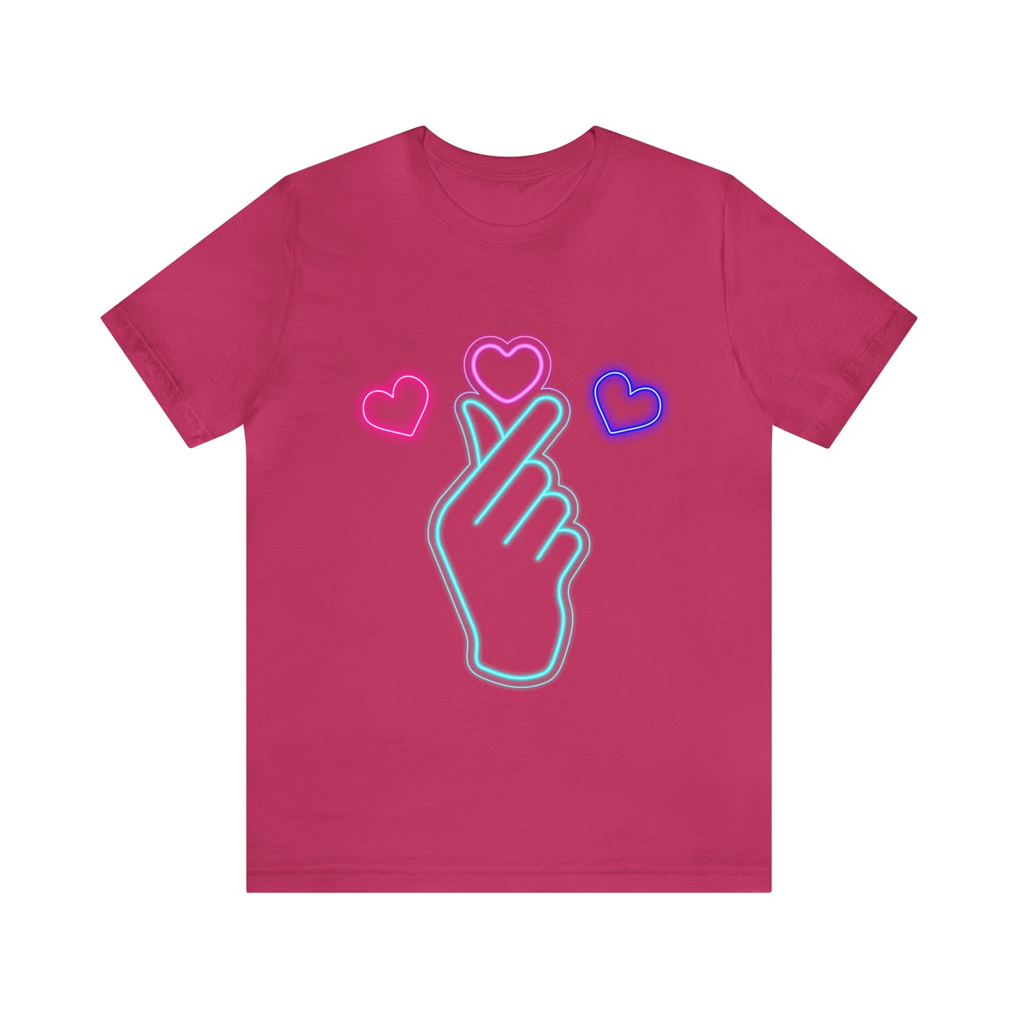 Hand Hearts, T-shirt, Hand, Hearts, Light hearts in a T-shirt, Korean Hand Heart T-shirt