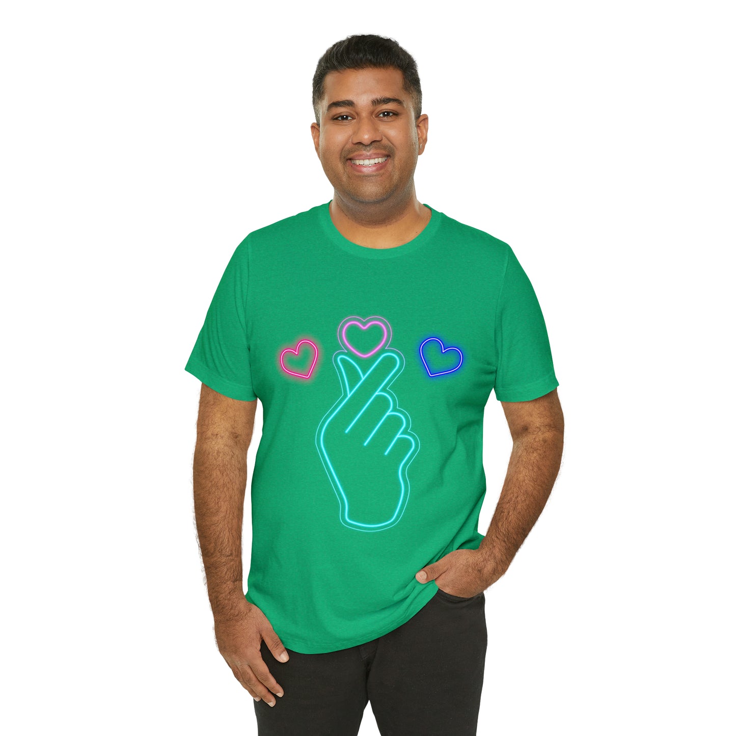 Hand Hearts, T-shirt, Hand, Hearts, Light hearts in a T-shirt, Korean Hand Heart T-shirt