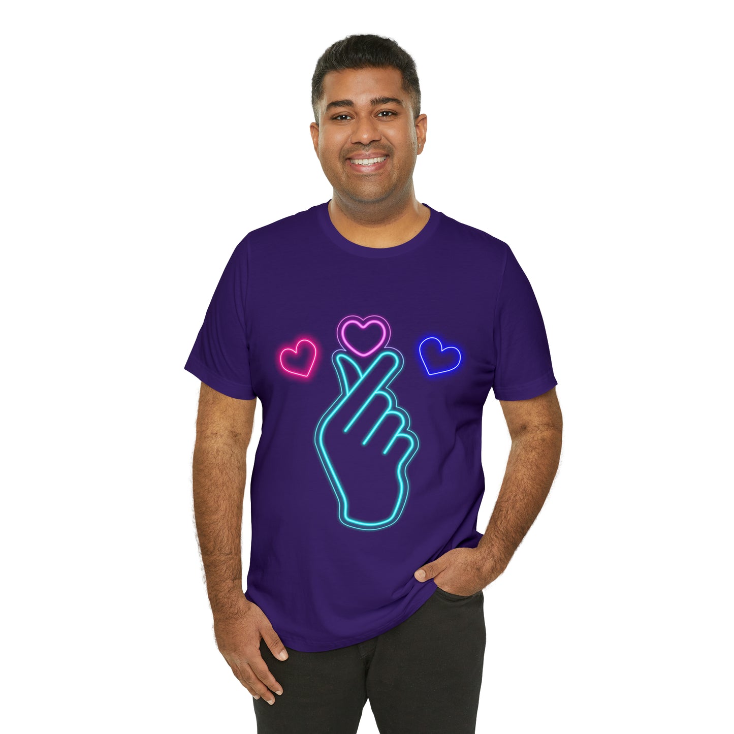 Hand Hearts, T-shirt, Hand, Hearts, Light hearts in a T-shirt, Korean Hand Heart T-shirt