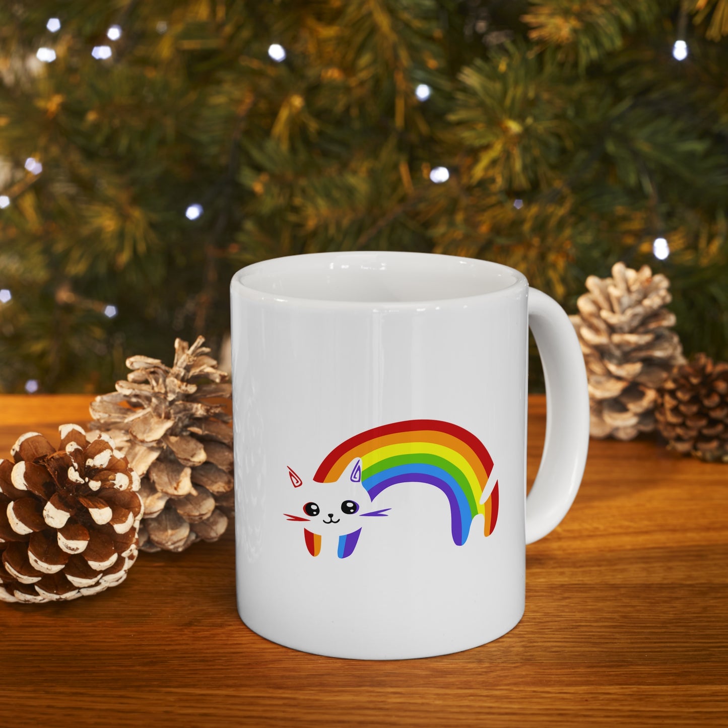Rainbow Kitty Ceramic Mug 11oz