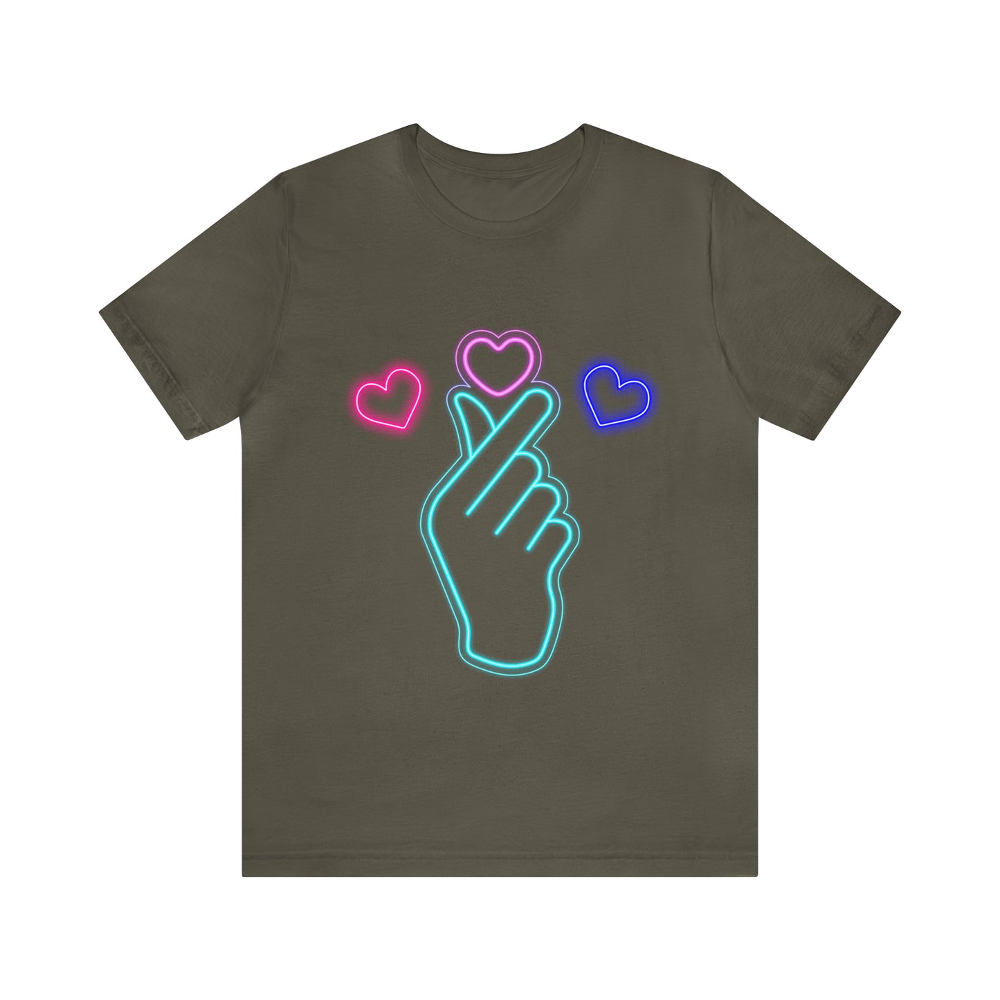 Hand Hearts, T-shirt, Hand, Hearts, Light hearts in a T-shirt, Korean Hand Heart T-shirt