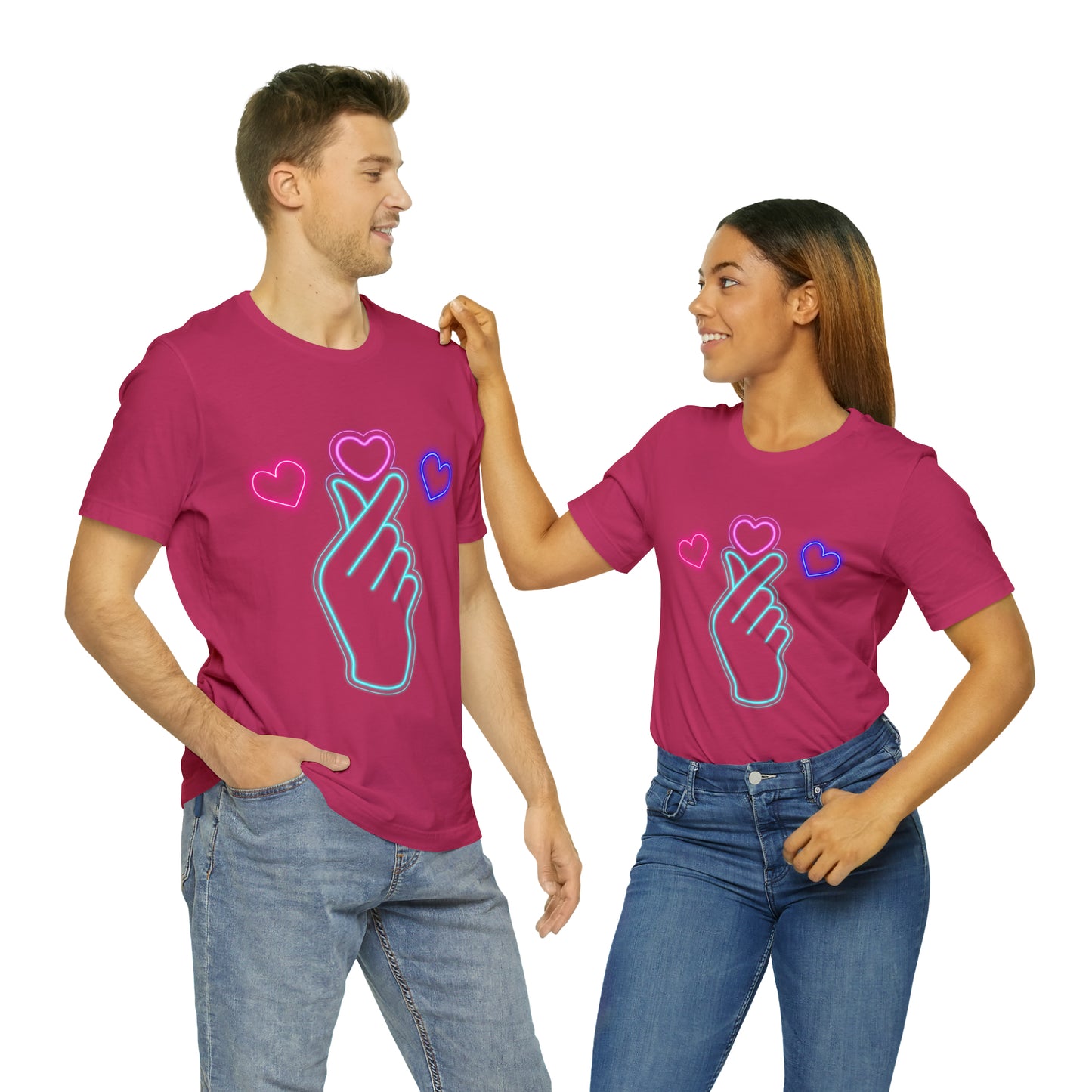 Hand Hearts, T-shirt, Hand, Hearts, Light hearts in a T-shirt, Korean Hand Heart T-shirt