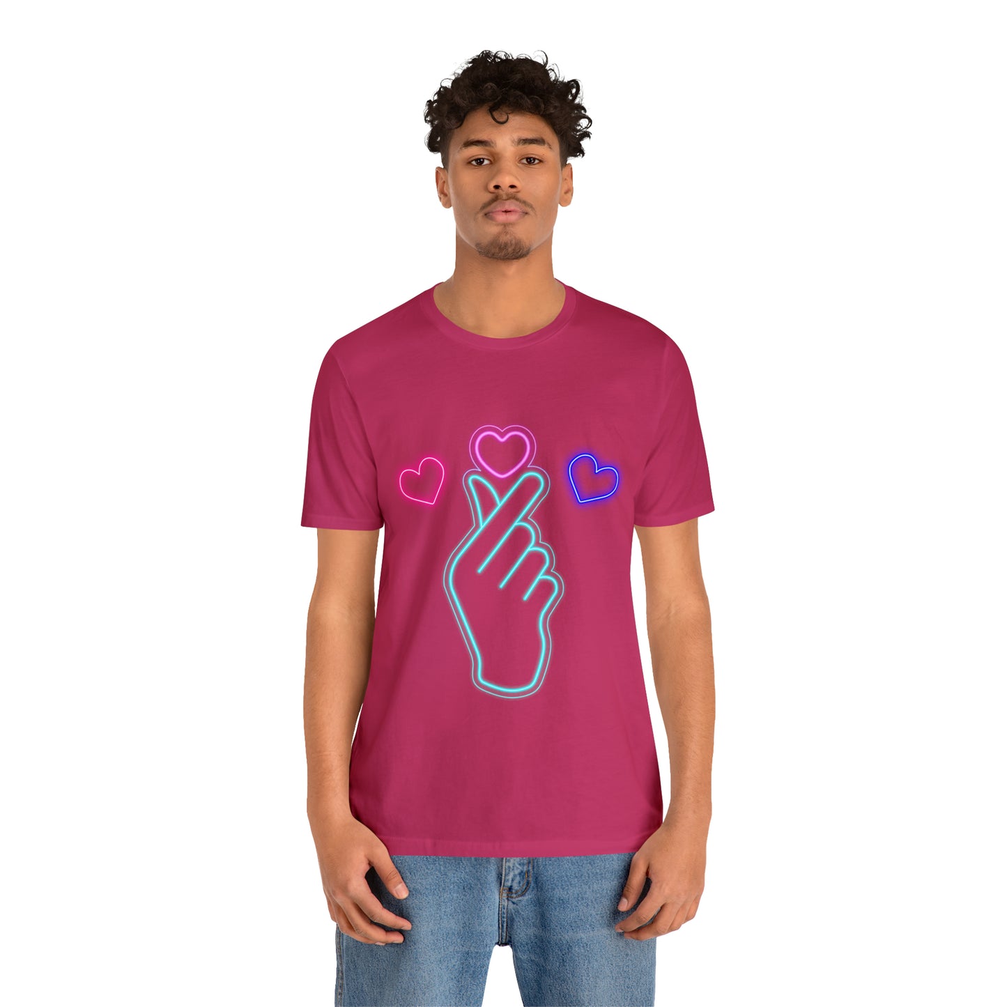 Hand Hearts, T-shirt, Hand, Hearts, Light hearts in a T-shirt, Korean Hand Heart T-shirt