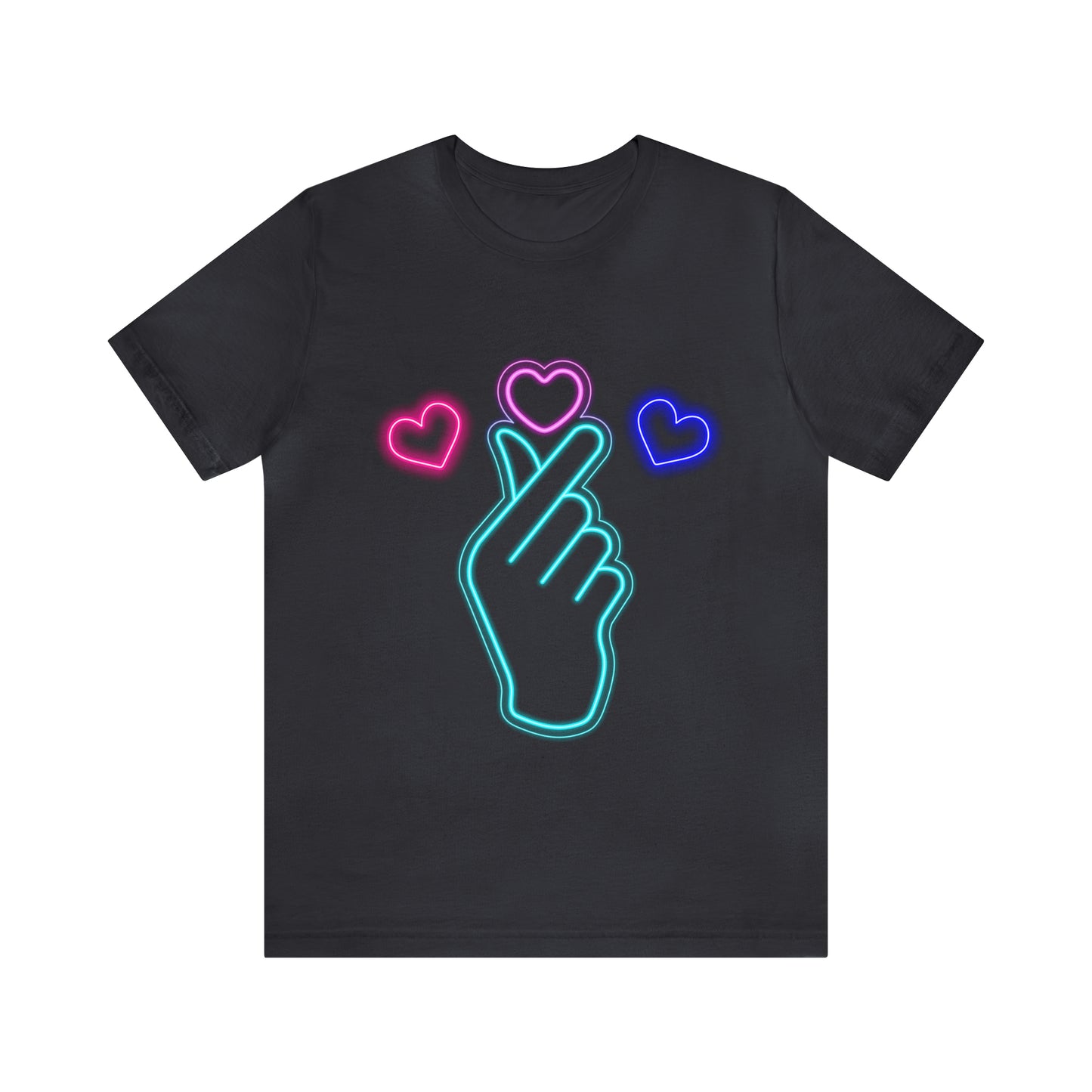 Hand Hearts, T-shirt, Hand, Hearts, Light hearts in a T-shirt, Korean Hand Heart T-shirt