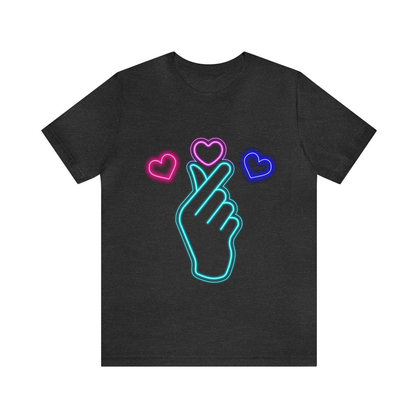 Hand Hearts, T-shirt, Hand, Hearts, Light hearts in a T-shirt, Korean Hand Heart T-shirt