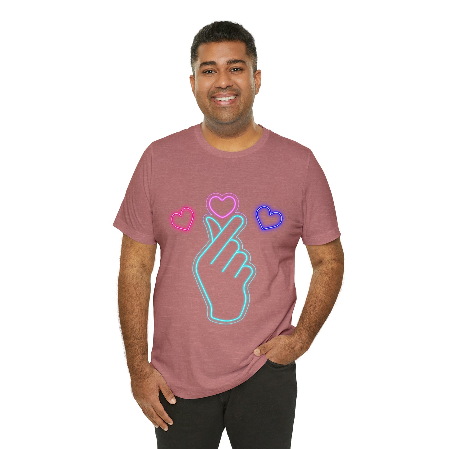 Hand Hearts, T-shirt, Hand, Hearts, Light hearts in a T-shirt, Korean Hand Heart T-shirt