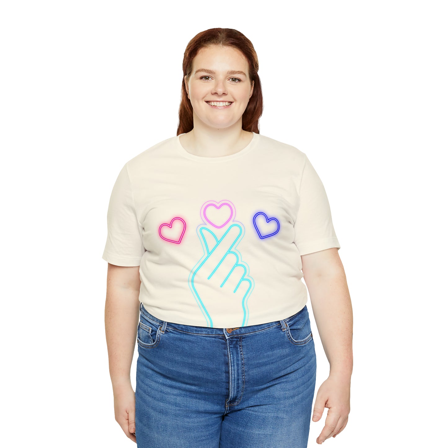 Hand Hearts, T-shirt, Hand, Hearts, Light hearts in a T-shirt, Korean Hand Heart T-shirt
