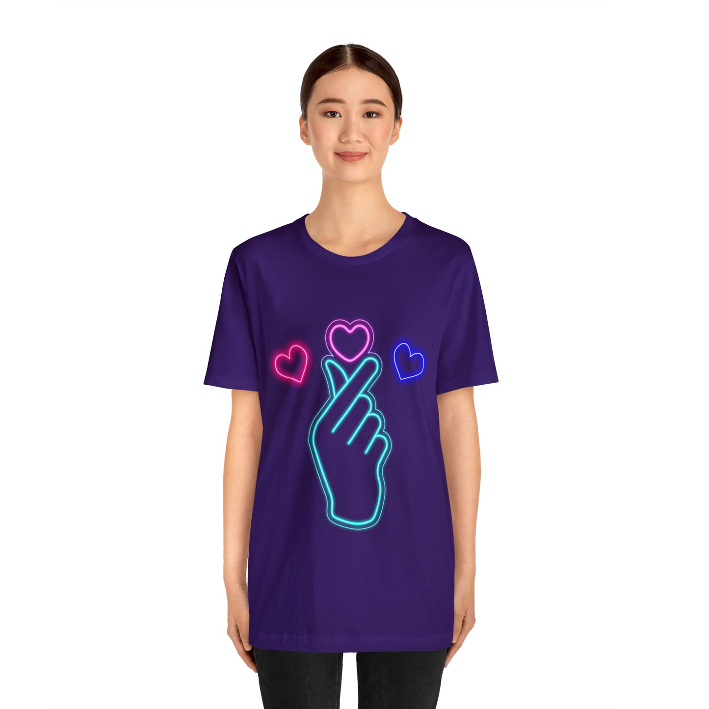 Hand Hearts, T-shirt, Hand, Hearts, Light hearts in a T-shirt, Korean Hand Heart T-shirt