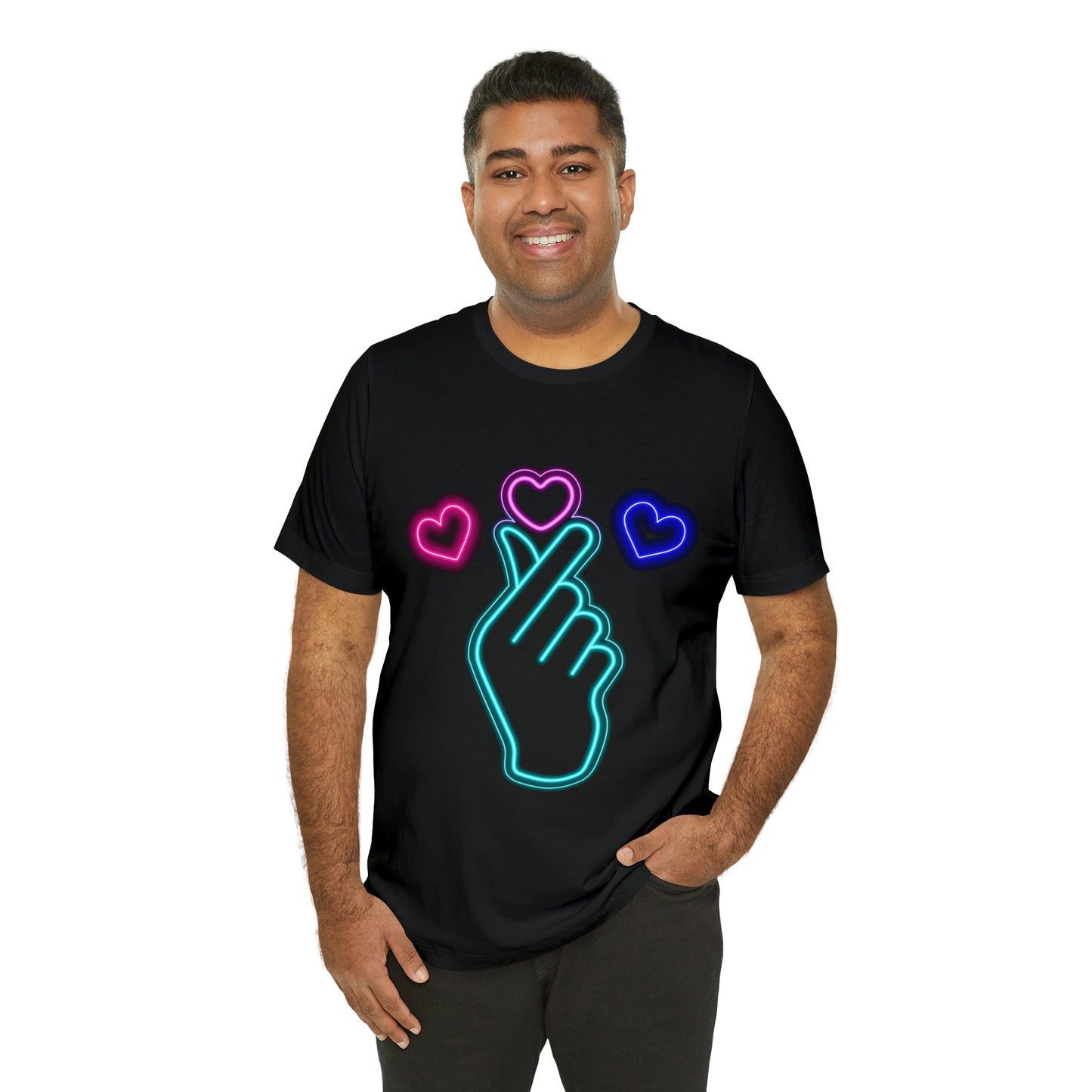 Hand Hearts, T-shirt, Hand, Hearts, Light hearts in a T-shirt, Korean Hand Heart T-shirt