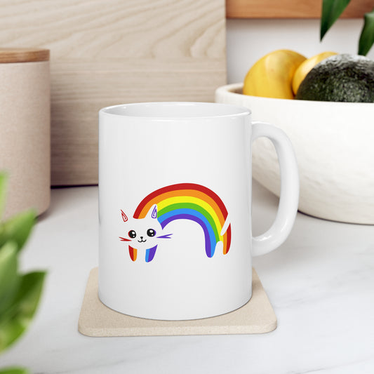 Rainbow Kitty Ceramic Mug 11oz
