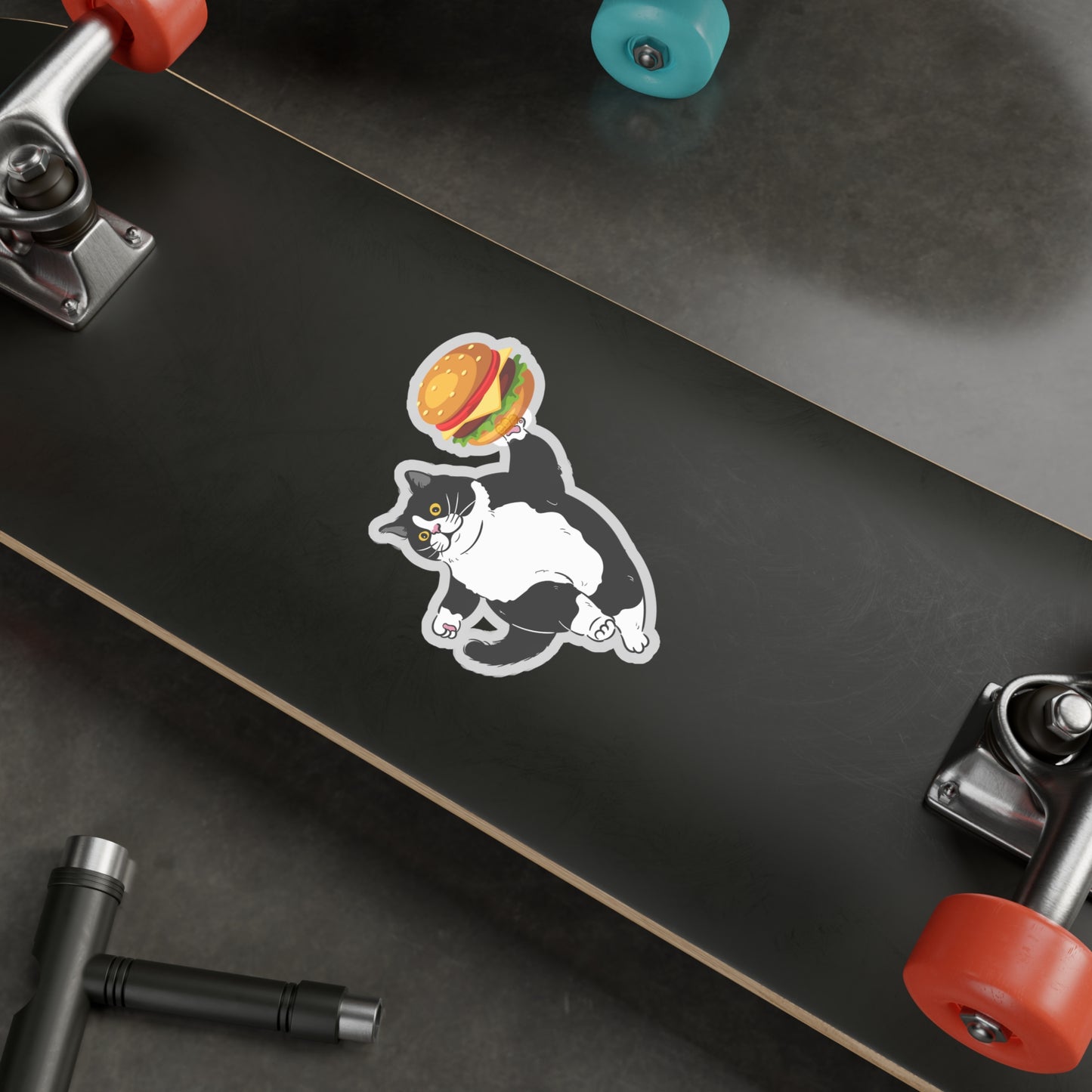 Chonky Cheeseburger Cat Vinyl Sticker