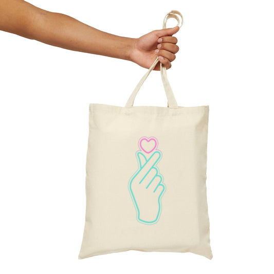Hand Heart Cotton Canvas Tote Bag