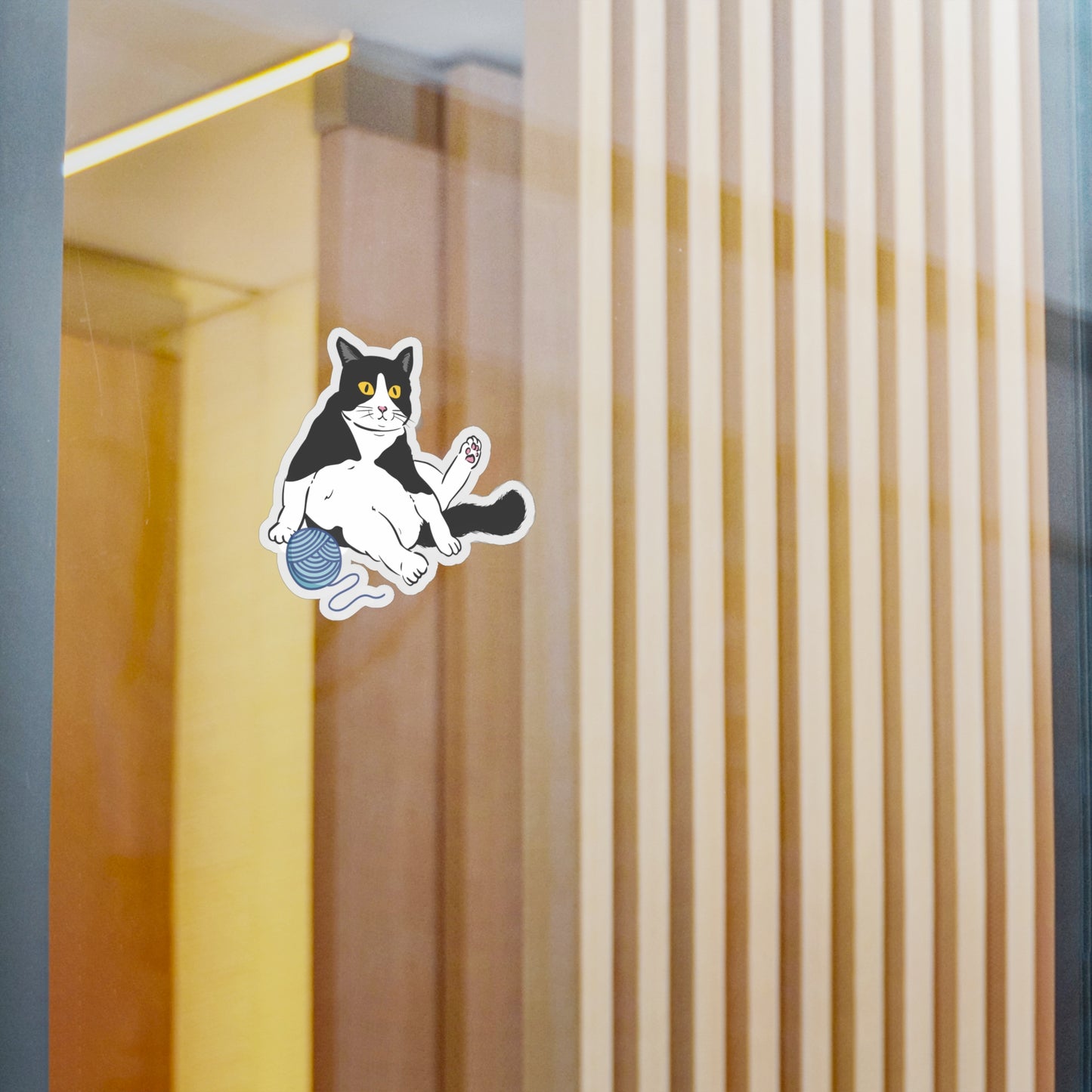 Chonky Cat with Yarn Vinyl Sticker