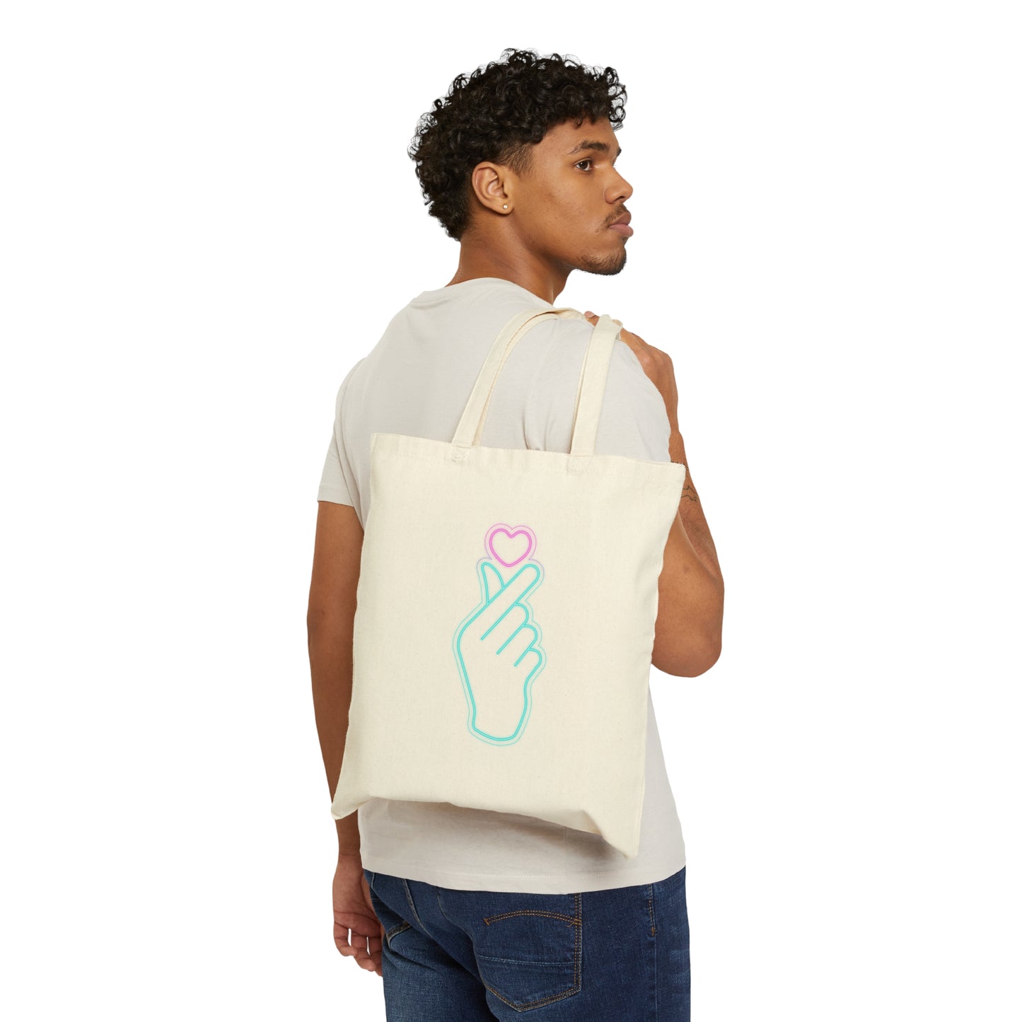 Hand Heart Cotton Canvas Tote Bag
