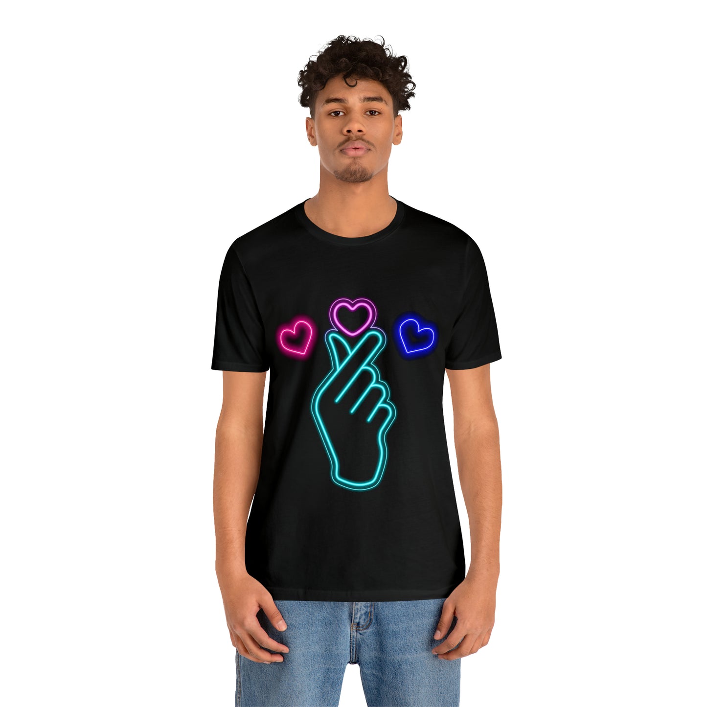 Hand Hearts, T-shirt, Hand, Hearts, Light hearts in a T-shirt, Korean Hand Heart T-shirt